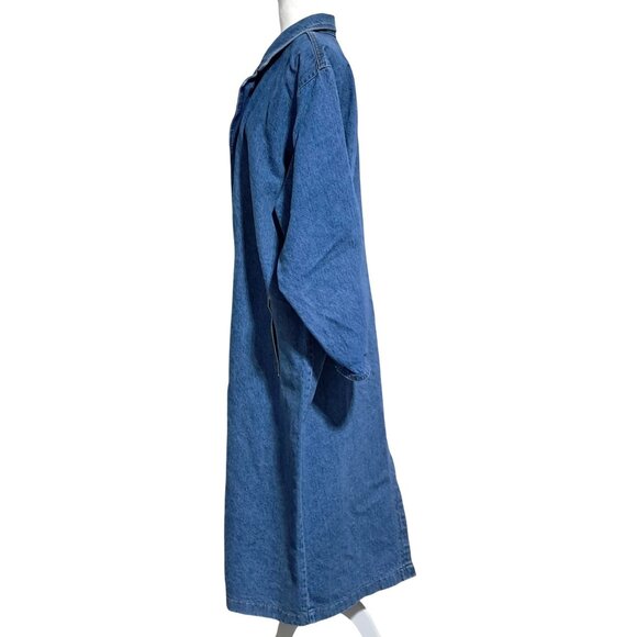 Vintage Sunbelt Long Denim Jean Jacket Duster Coat One Size Excellent Oversized - Picture 6 of 9